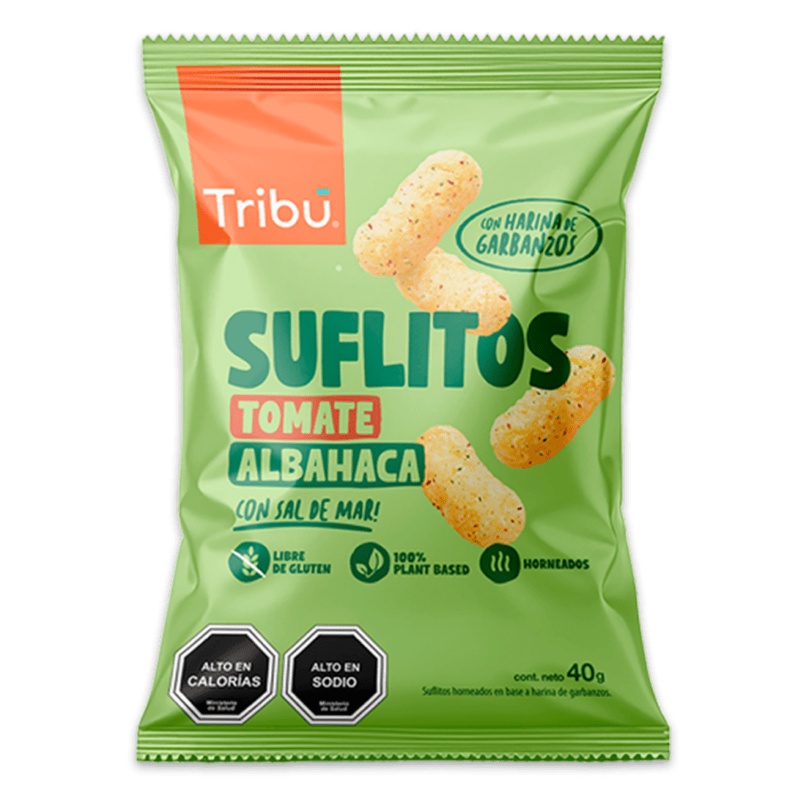 Caja suflito tomate albahaca 20 unidades de 40 gramos Marca Tribu