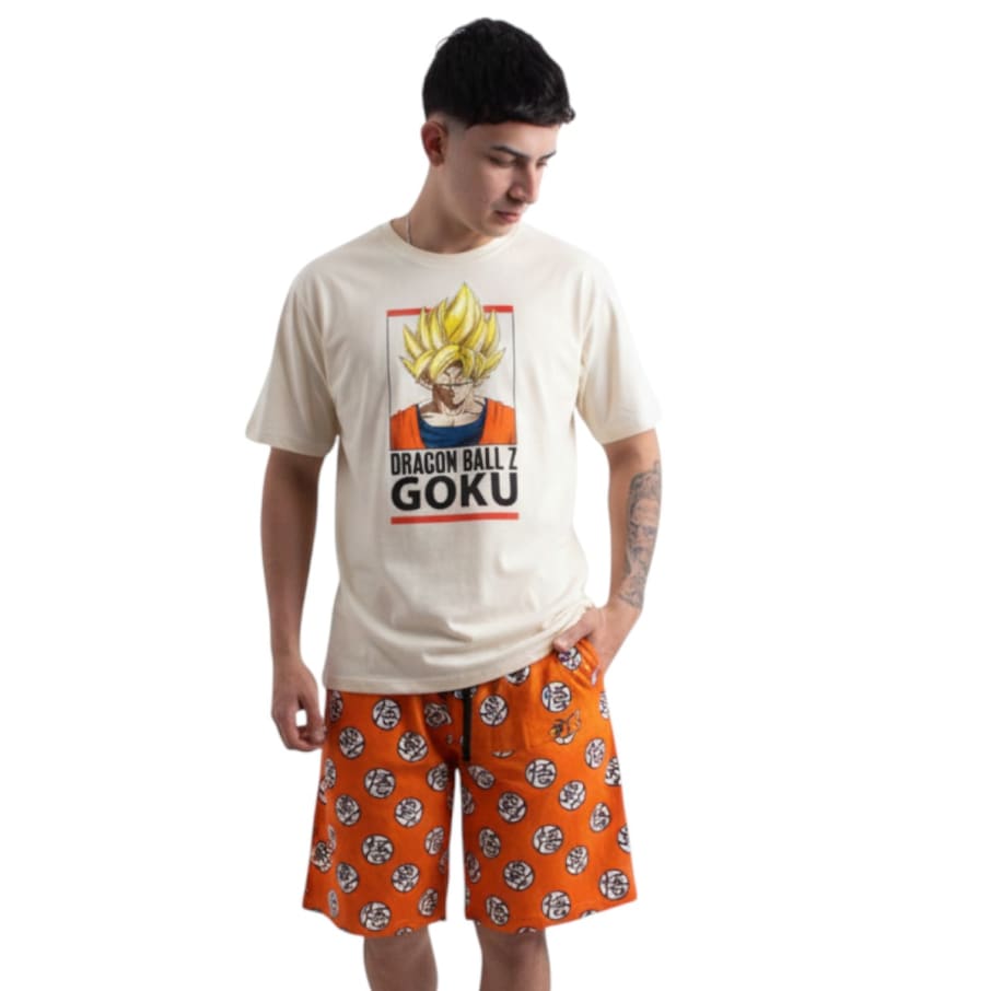 PIJAMA POLO MC Y SHORT DRAGON BALL HOMBRE MARFIL