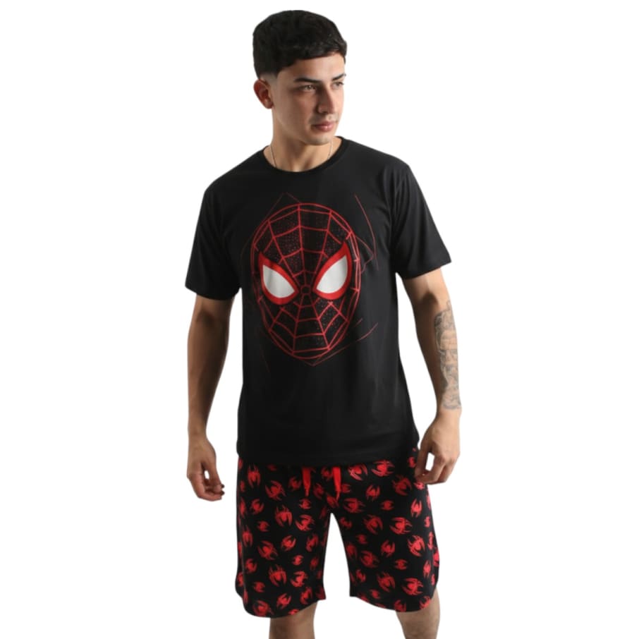 PIJAMA POLO MC Y SHORT SPIDERMAN HOMBRE NEGRO