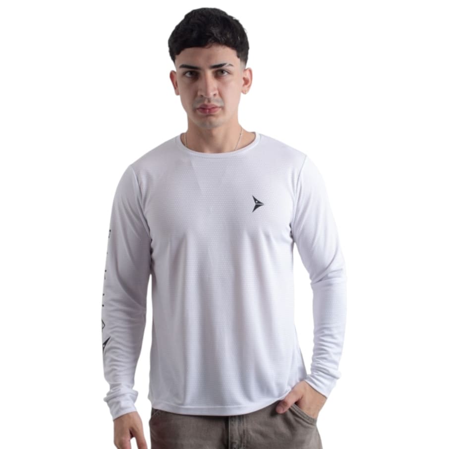POLO MANGA LARGA HOMBRE BLANCO CON PROTECCION UV PIKUA