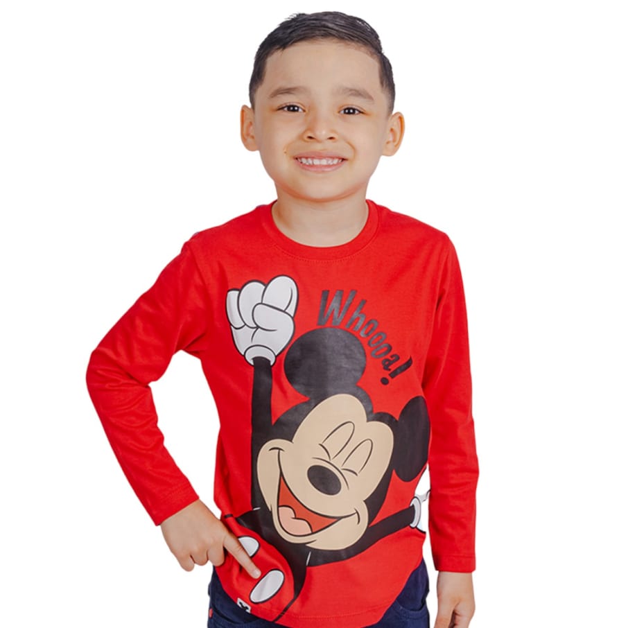 POLO MANGA LARGA NIÑO MICKEY MOUSE ROJO