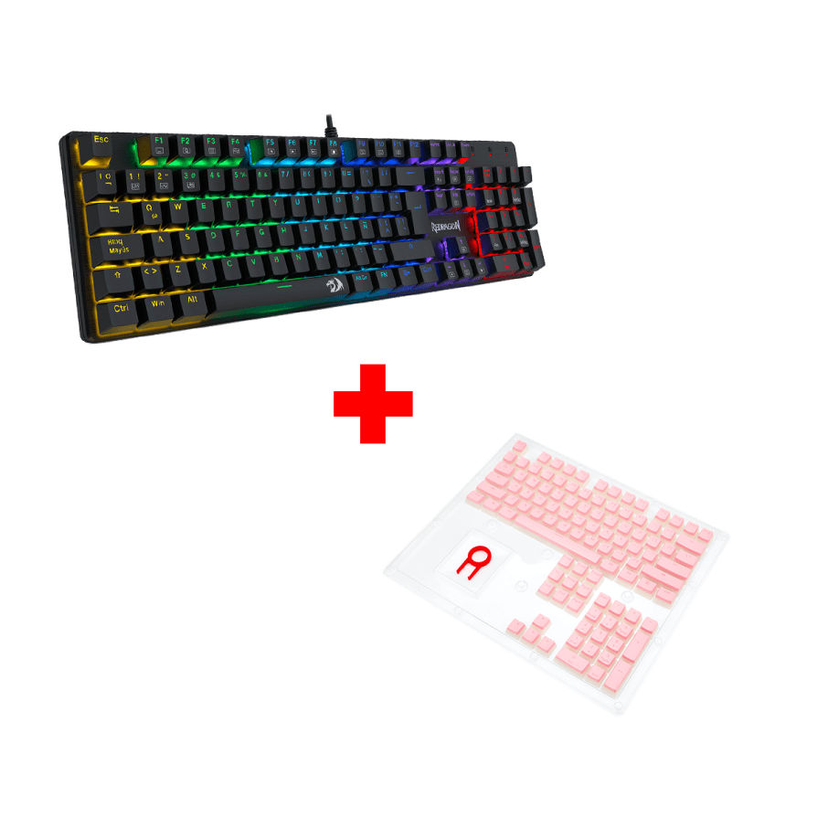 Teclado Redragon SINDRI K671 Cableado Español - RED SWITCH  + Keycaps Redragon SCARAB, Spanish A130P-SP PINK