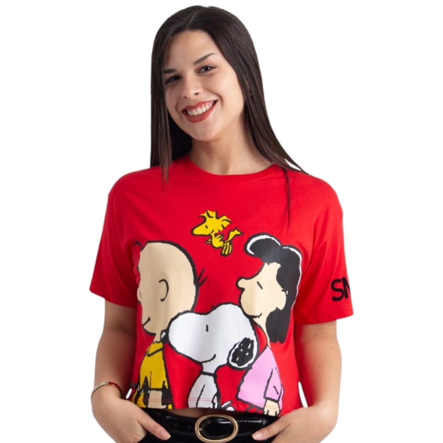POLO CROP SNOOPY MUJER ROJO