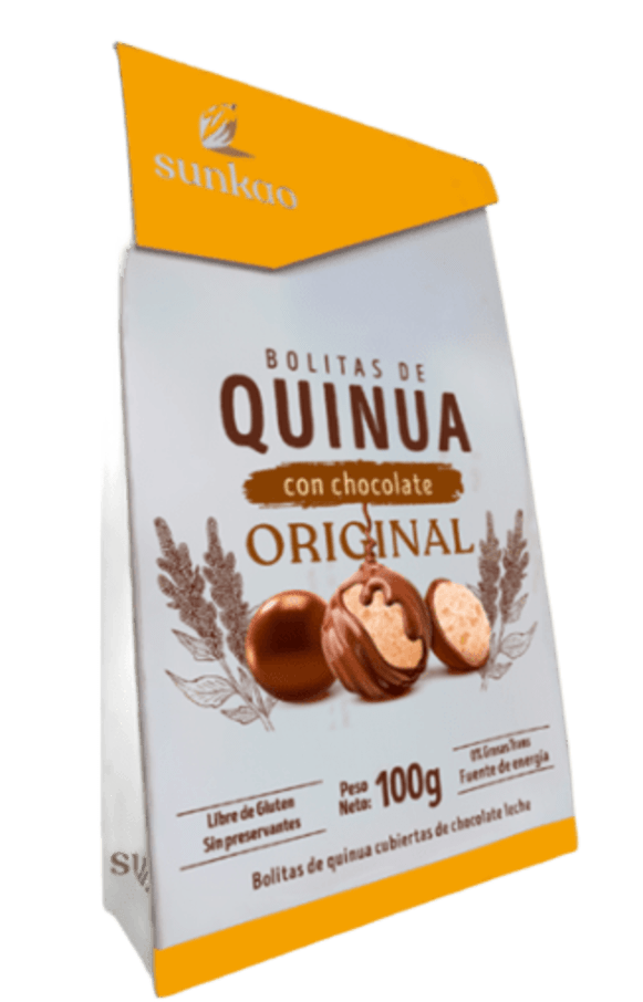 Bolitas de quinoa cubiertas de chocolate con leche 100 gramos Marca Sunkao