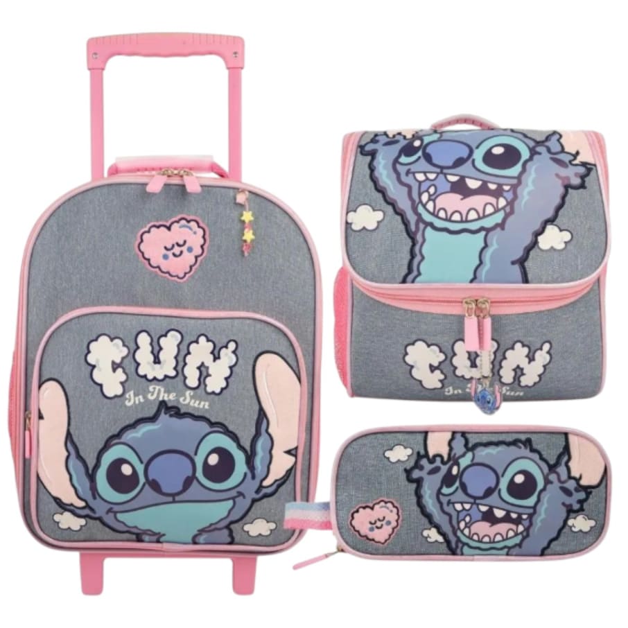 SET MALETA+LONCHERA+CARTUCHERA LILO & STITCH