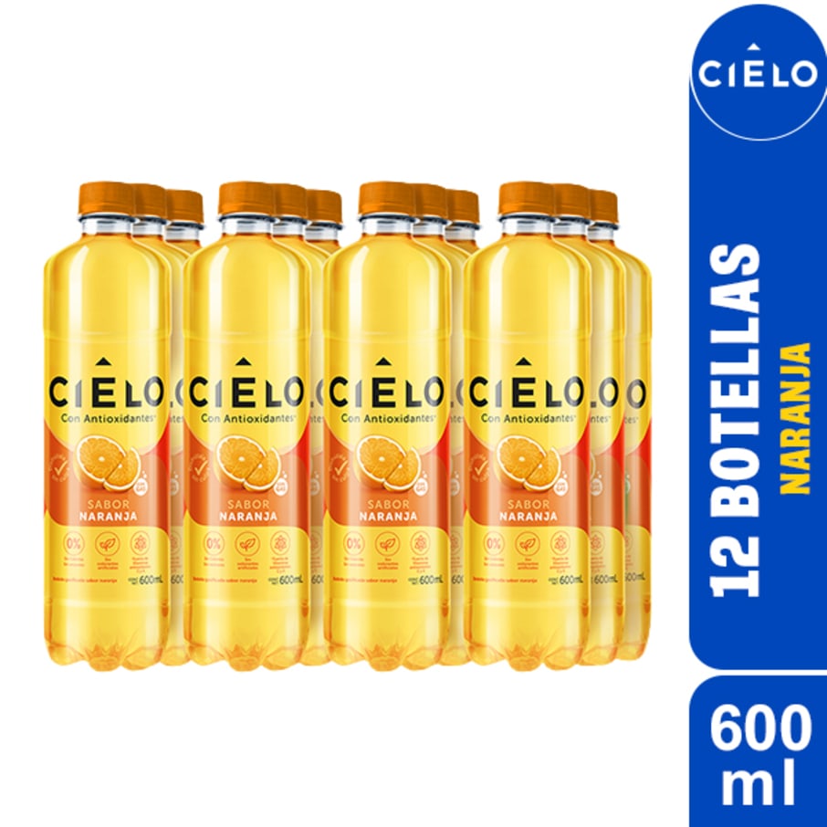Cielo Con Gas 600ml Sabor Naranja x 12