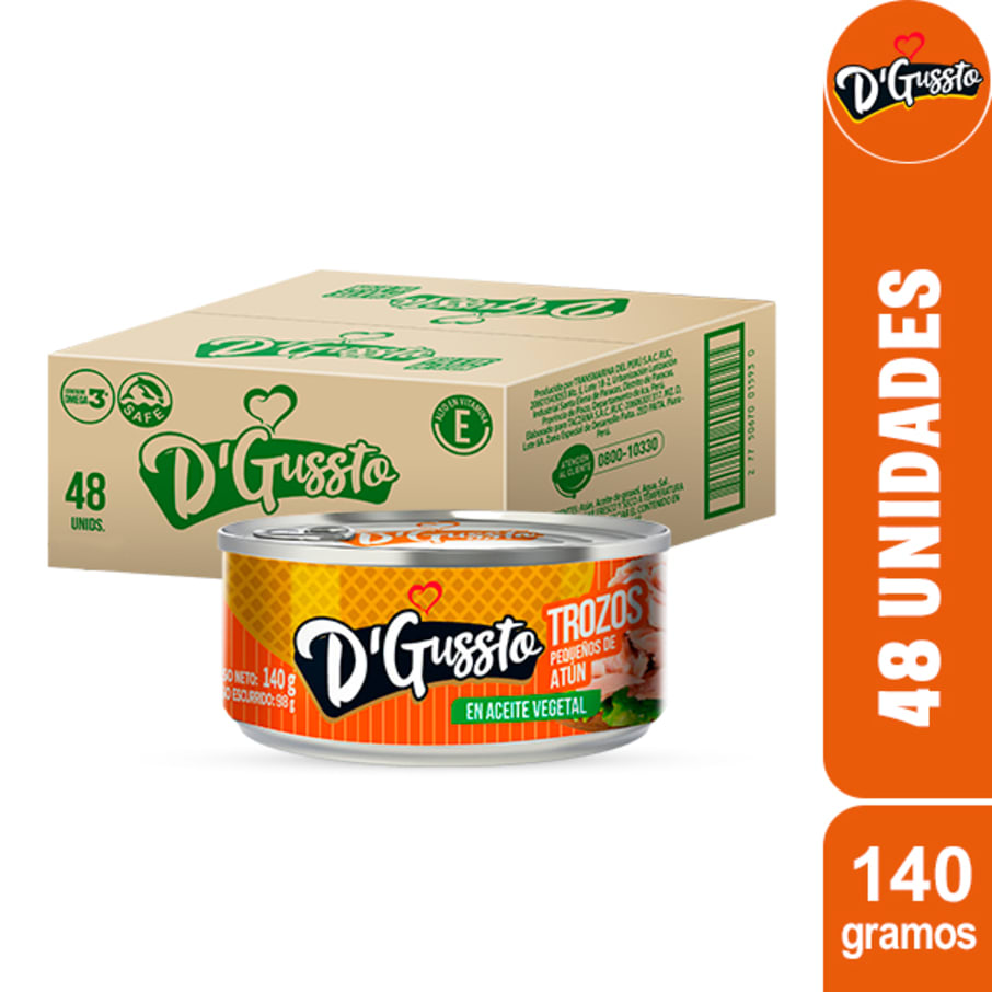 D’Gussto Trozos Pequeños de atún 140g x 48un