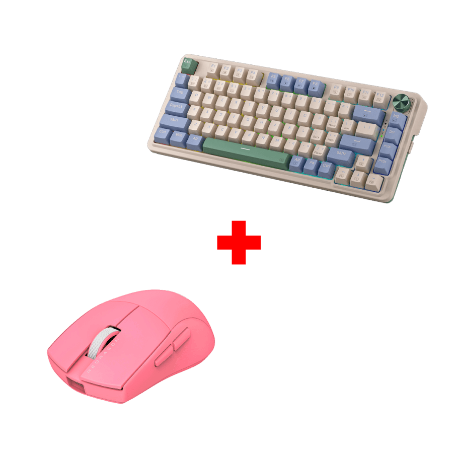 Teclado Redragon UCALPRO-RGB Wireless English K673CPG PASTEL + Mouse Redragon K1NG PRO (1K HZ) Wireless PINK