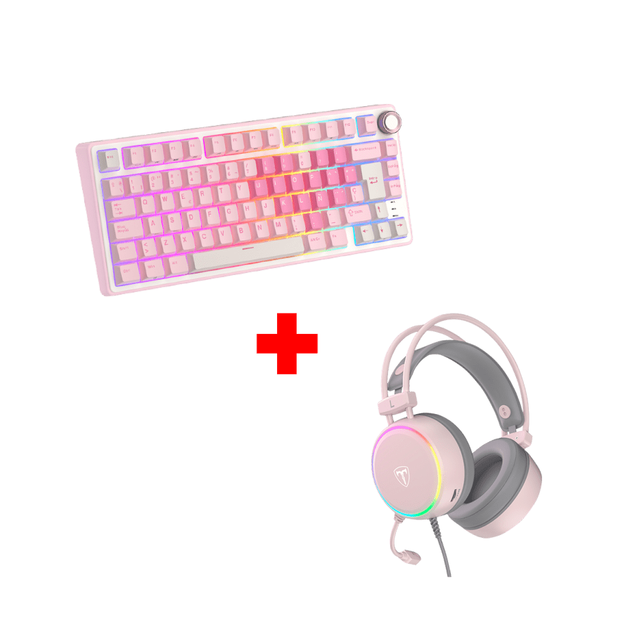 Teclado Royal Kludge RK R75 Cableado PINK MELODY - CREAMY SWITCH + Auriculares T-Dagger SONA T-RGH304P PINK
