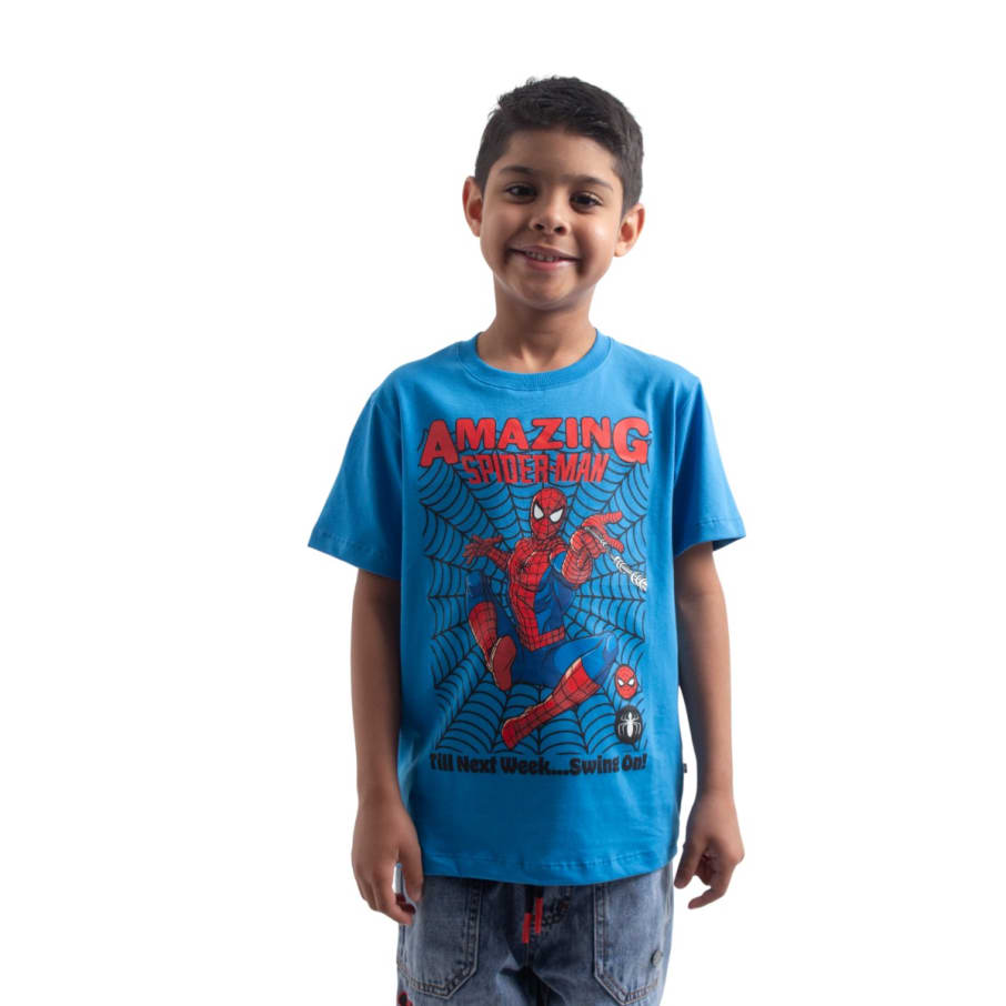 POLO BASICO SPIDERMAN NIÑO AZUL