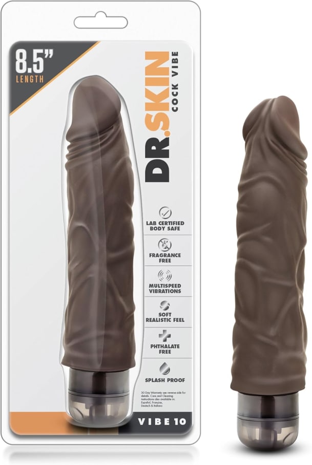 Dr. Skin - Cock Vibe 10 - 8.5 Inch Vibrating Cock - Chocolate 