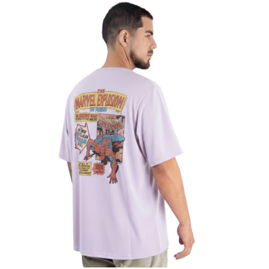 POLO OVERSIZE MARVEL COMICS HOMBRE LILA