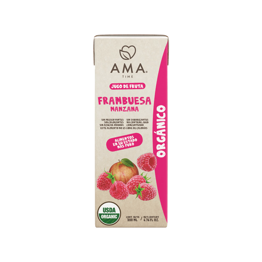 Jugo manzana frambuesa 200 cc Marca Ama