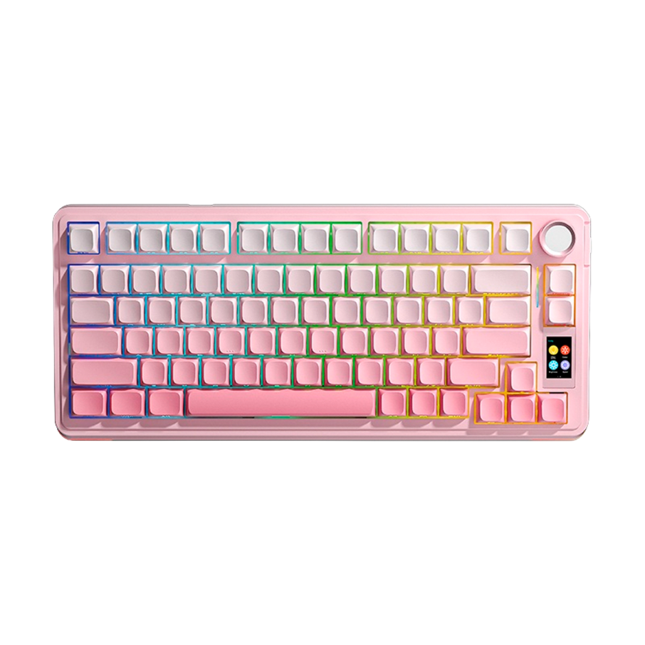 Teclado Aula S75 PRO Inalámbrico Inglés PINK - GREY WOOD SWITCH V3