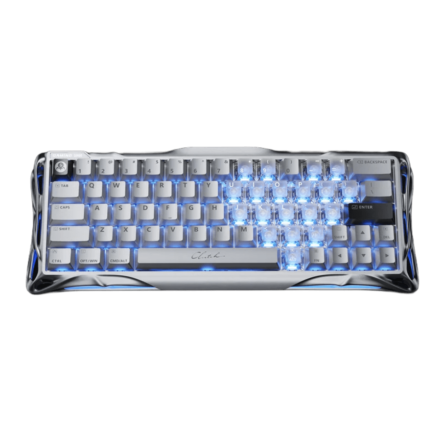 Teclado GravaStar MERCURY V60 PRO HE Cableado Inglés CHROME SILVER - HALL EFFECT SWITCH