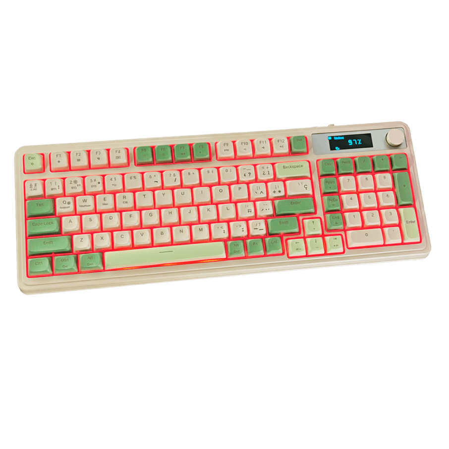 Teclado Aula S99 PRO Inalámbrico Inglés GREEN LIGHT CREAM