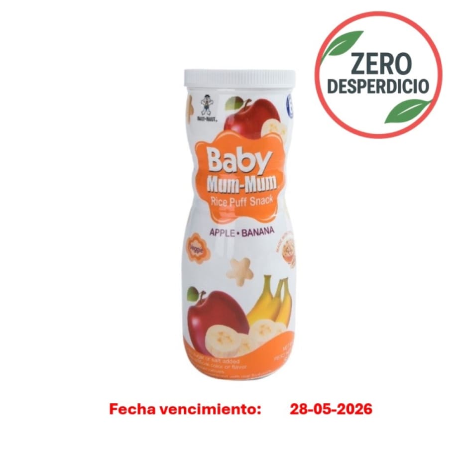 ZERO DESPERDICIO - Puff de arroz sabor manzana y platano 50 gramos Marca Baby Mum-Mum