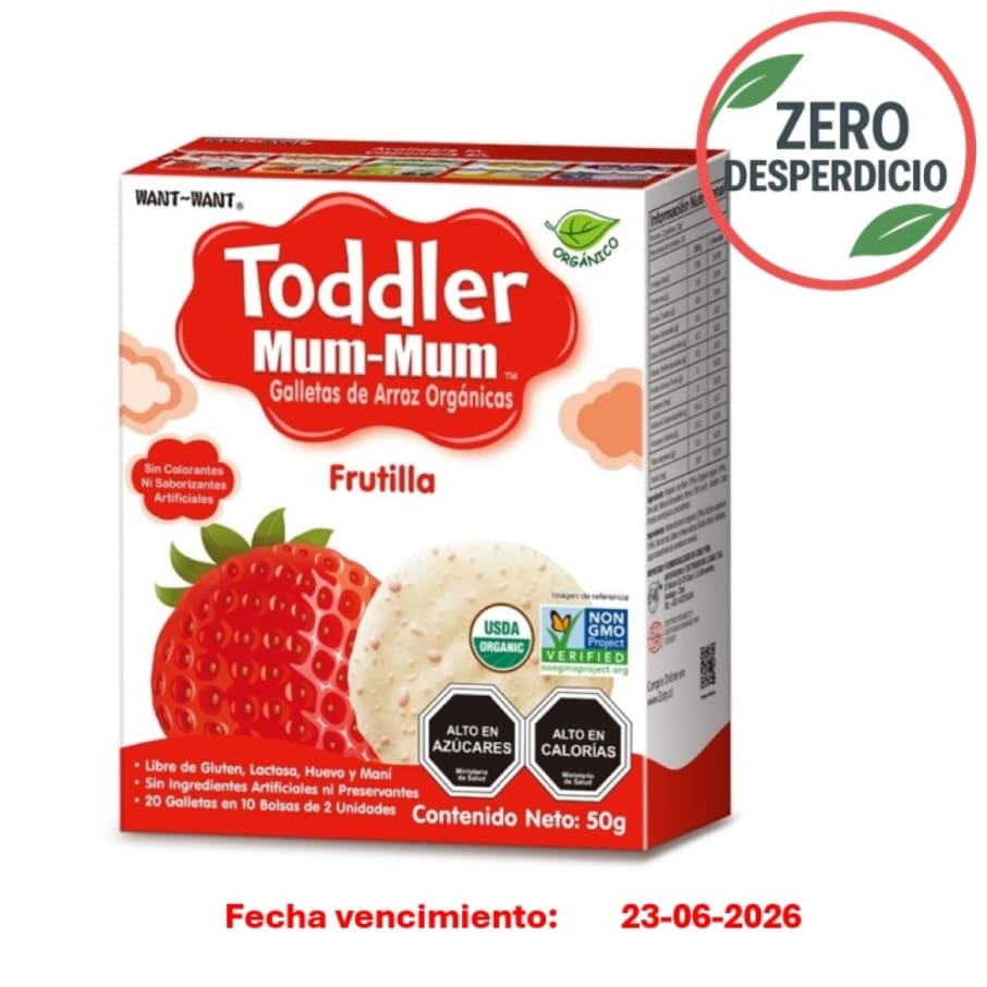 ZERO DESPERDICIO - Galleta toddler de arroz frutilla 50 gramos Marca Baby Mum-Mum