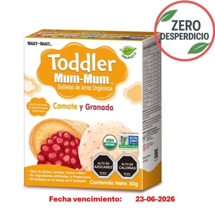 ZERO DESPERDICIO - Galleta toddler de arroz camote y granada 50 gramos Marca Baby Mum-Mum