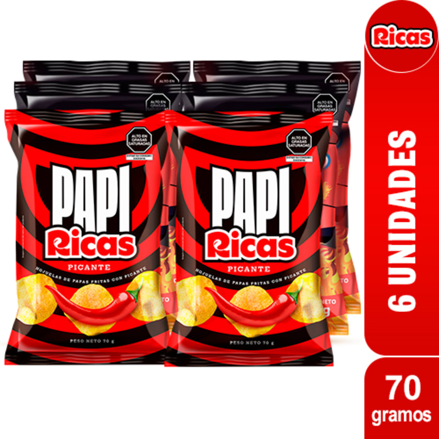 Papas PAPI RICAS Picante 70gr Pack 6 Unidades
