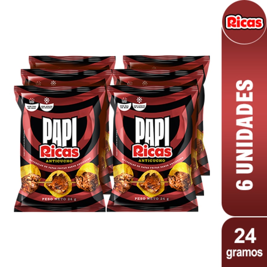 Papas PAPI RICAS Anticucho 24gr Pack 6 Unidades