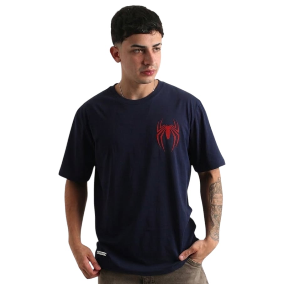 POLO MC SPIDERMAN CABALLERO AZUL MARINO ALGODÓN