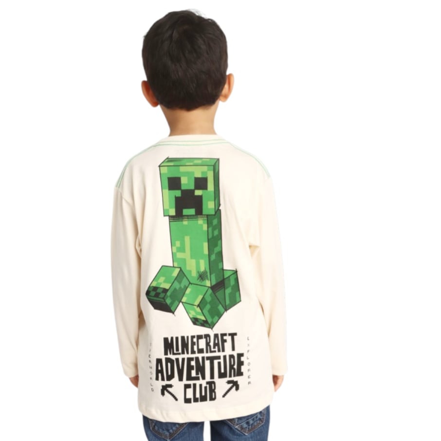 POLO BASICO ML MINECRAFT NIÑO MARFIL