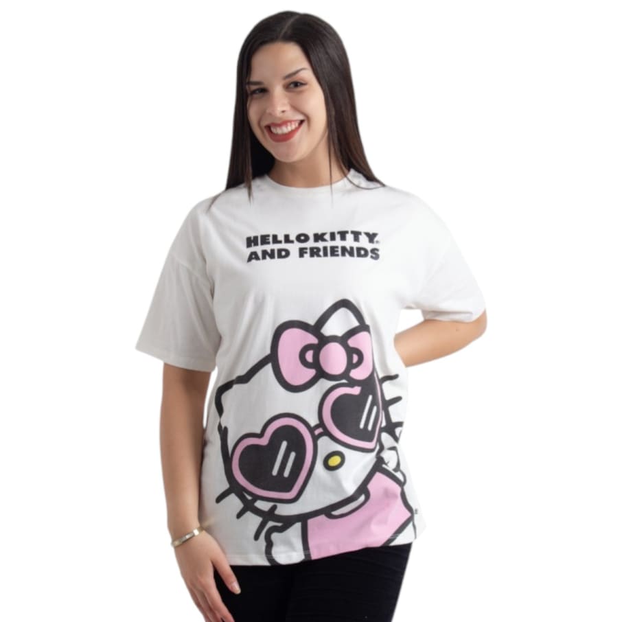 POLO OVERSIZE MC HELLO KITTY DAMA MARFIL1 ALGOD N