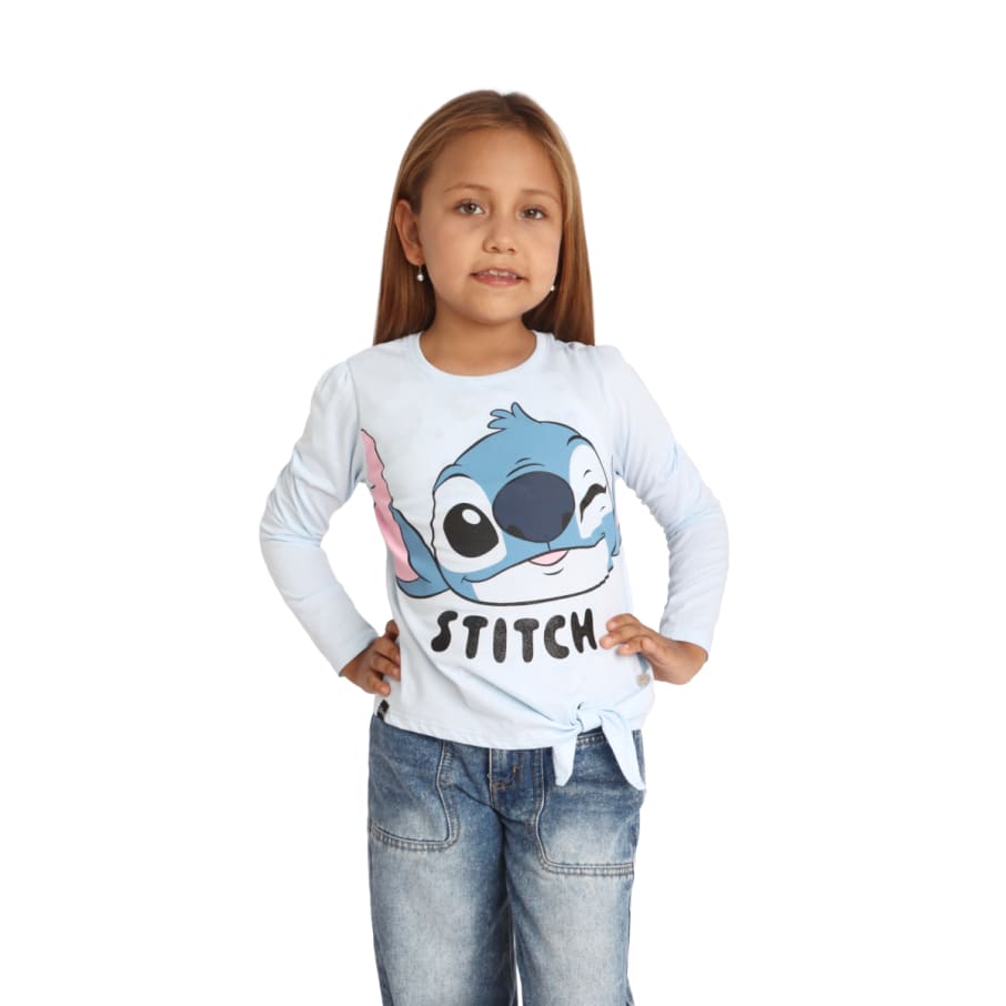 POLO MODA ML LILO & STITCH NIÑA CELESTE