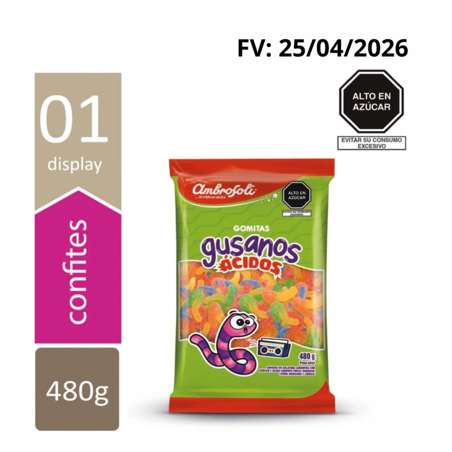 GOMAS GUSANOS ACIDOS GRANEL 480GR