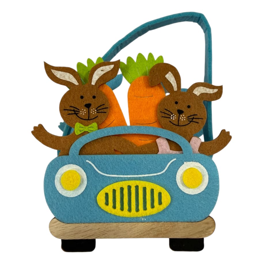 Canasta fieltro conejos