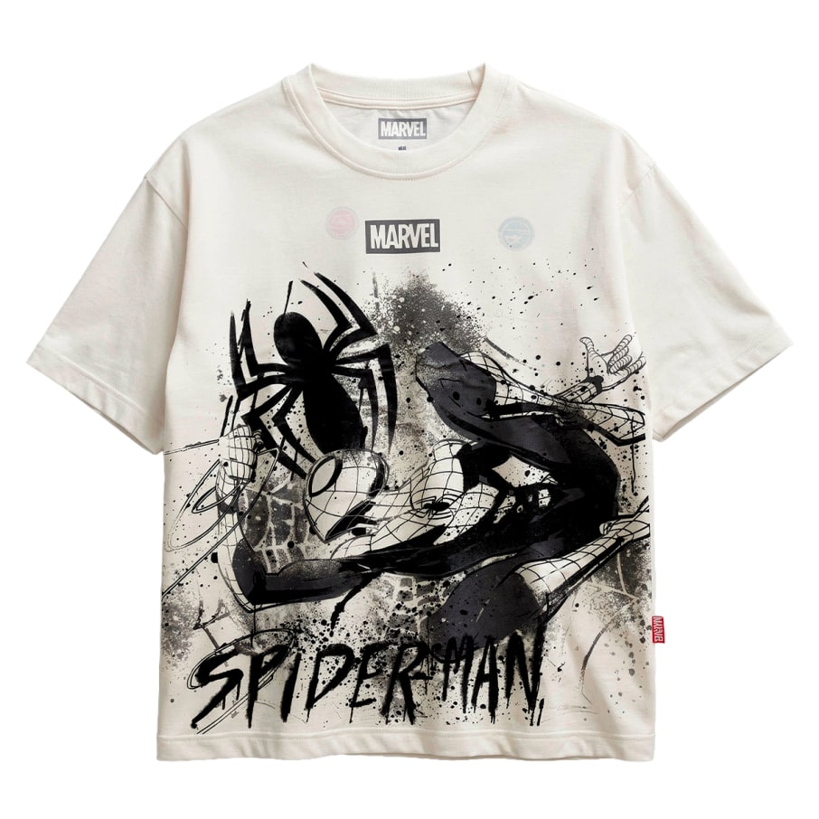 POLO BAS MC MARVEL COMICS CABALLERO MARFIL ALGODÓN