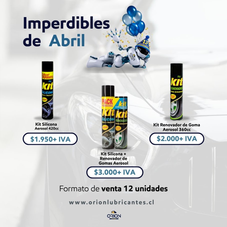 kit silicona + Renovador de gomas Aerosol para autos (2 unidades de 420cc/360cc