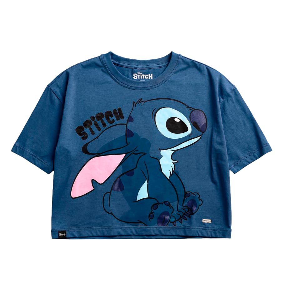 POLO SEMICROP MC LILO Y STITCH MUJER ACERO