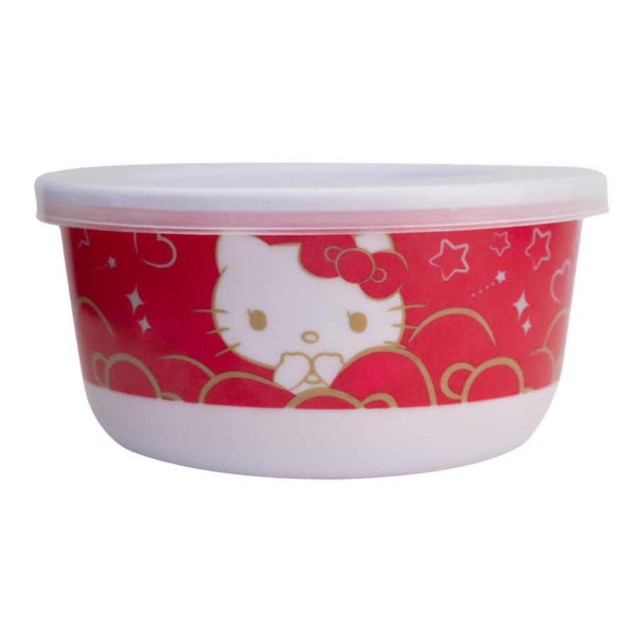 Contenedor redondo blanco c/tapa hello kitty