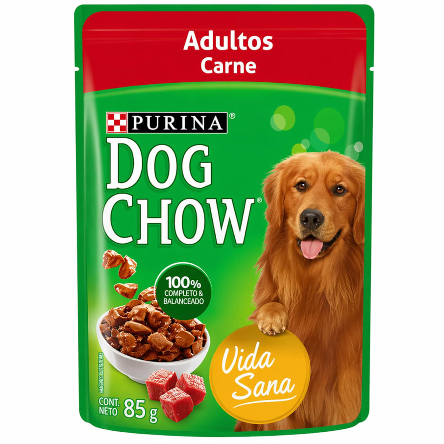 Alimento Dog Chow Adulto Rp Carne 85 Gr Pouch