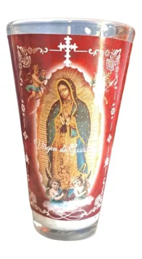 Veladora Vaso Limonero Con Imagen Virgen De Guadalupe