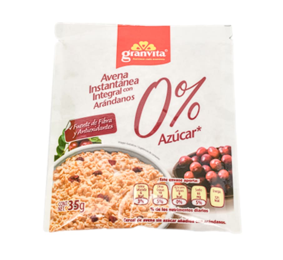 Avena Granvita Cero Azucar Arandanos 35 Gr Instant