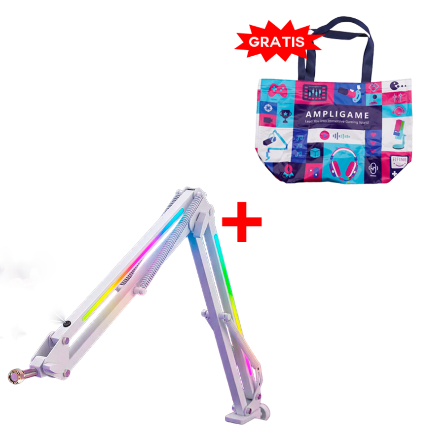 Brazo para Micrófono Fifine BM38 RGB WHITE + Bolsa Fifine 2025
