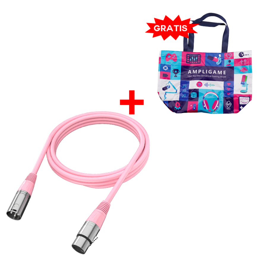 Cable Fifine L9C P XLR 1.8m PINK + Bolsa Fifine 2025