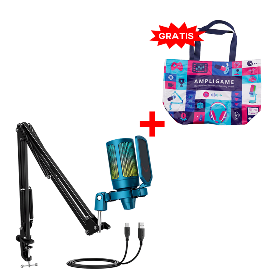 Micrófono Fifine A6T BLUE Soporte de brazo + Bolsa Fifine 2025 