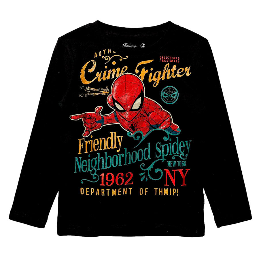 POLO BASICO ML SPIDER-MAN NIÑO NEGRO