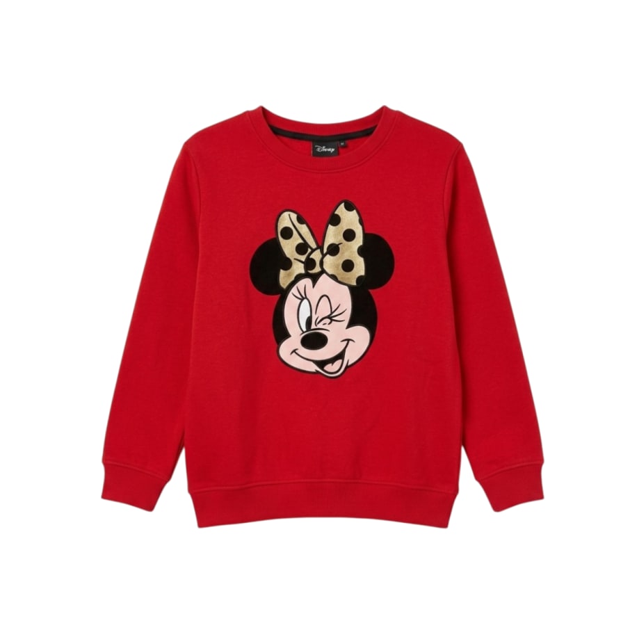 POLERA MINNIE MOUSE NIÑA ROJO FRANELA
