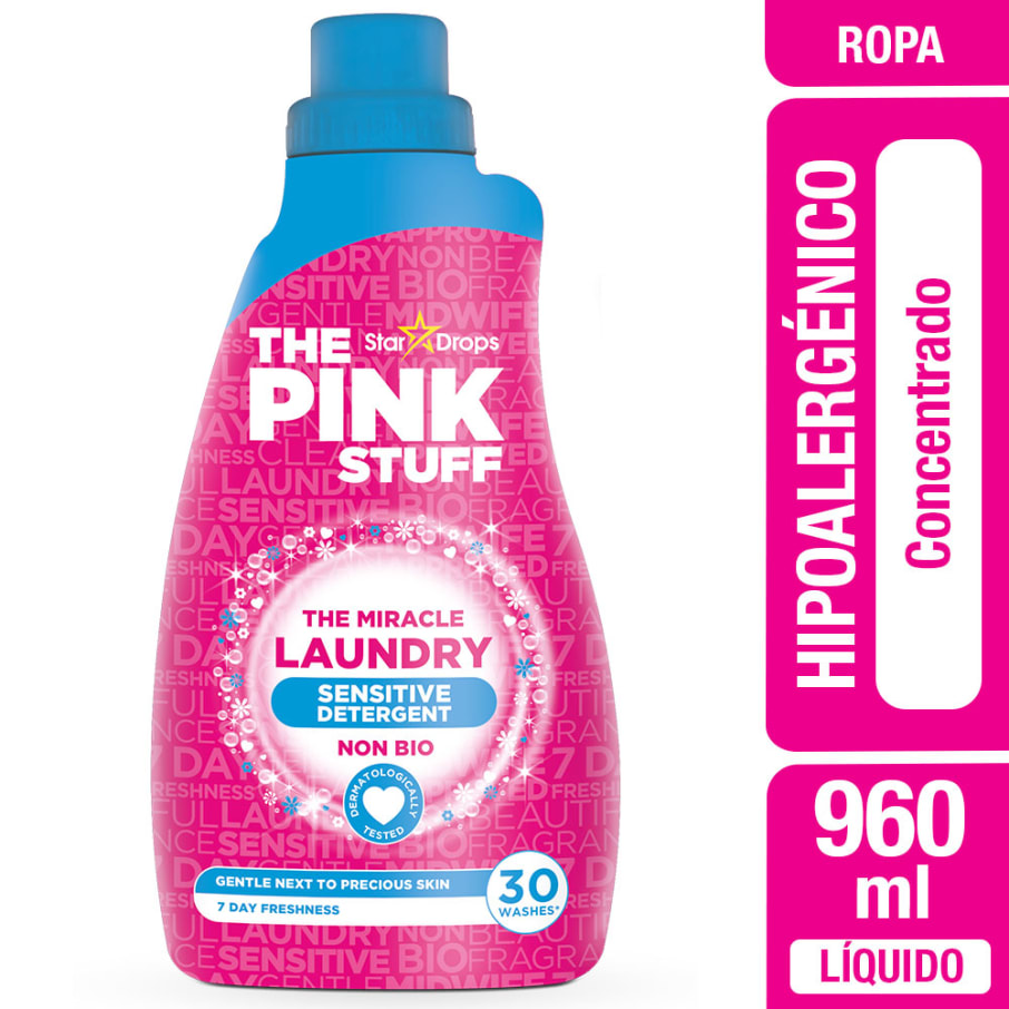 Detergente Líquido Hipoalergénico Concentrado 960 ml Marca The Pink Stuff