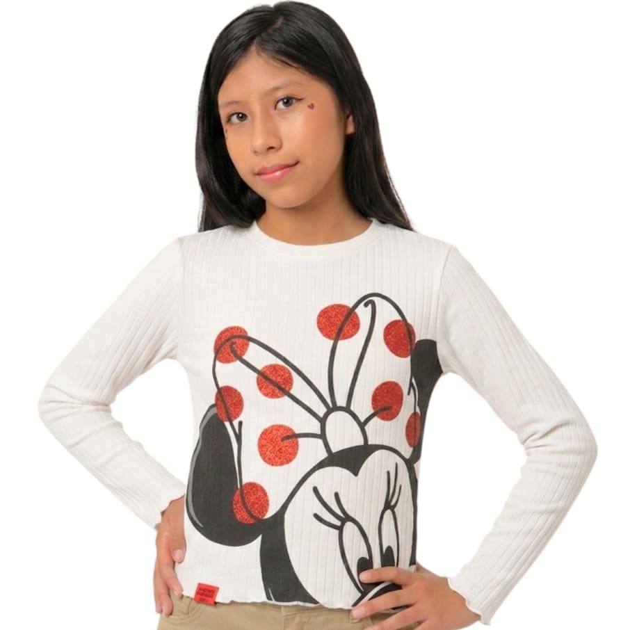 POLO MODA ML MINNIE MOUSE NIÑA MARFIL