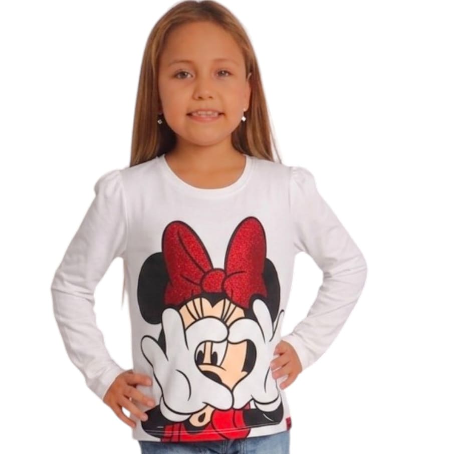 POLO MODA ML MINNIE MOUSE NIÑA MARFIL