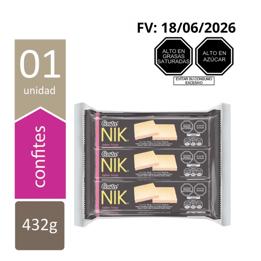 WAFER NIK FRESA DP 6 UNIDADES DE 72GR C/U