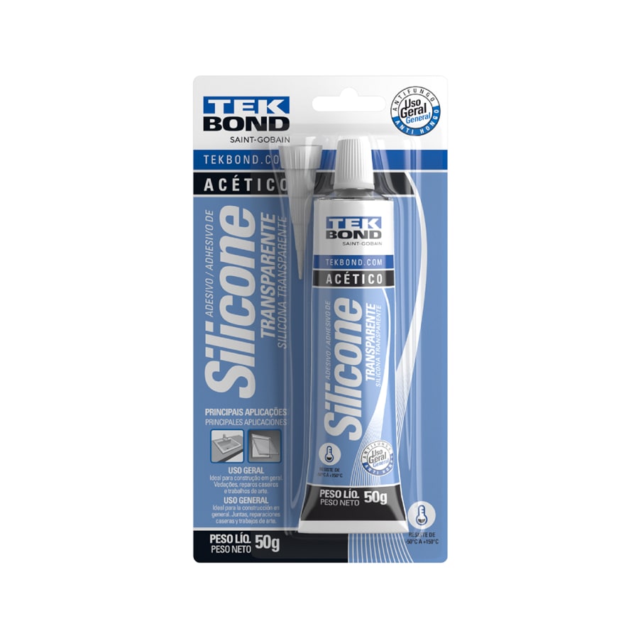 Silicona Acética Tekbond Transparente 50gr Blister