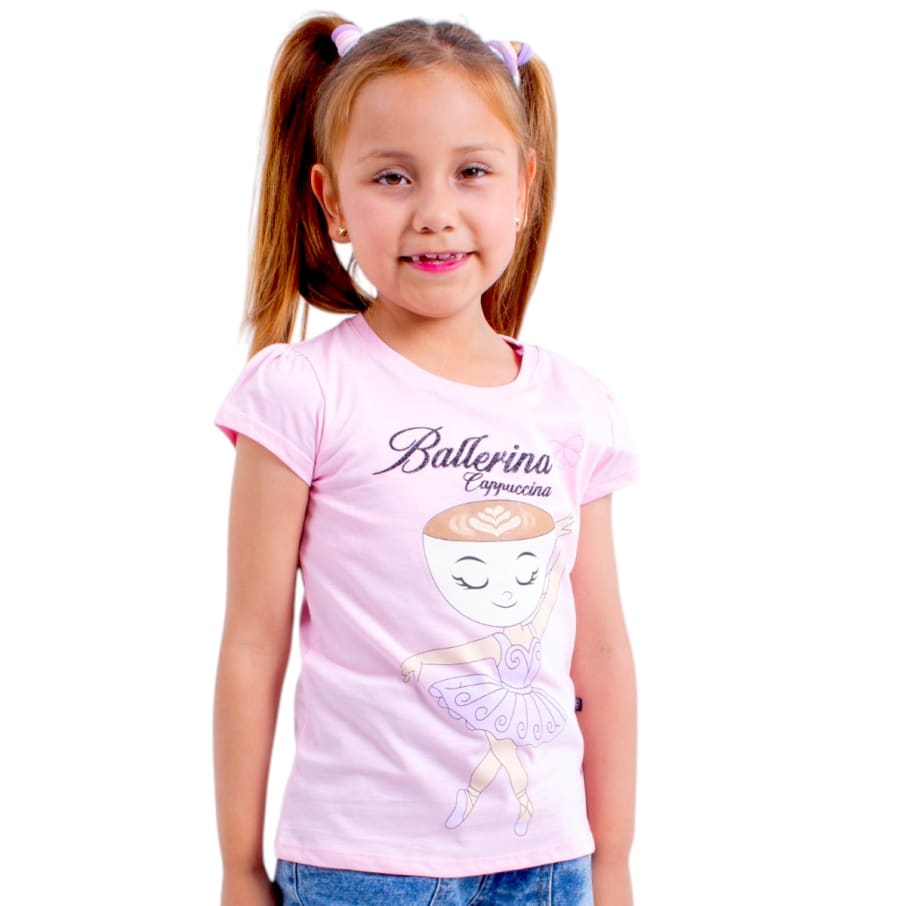 POLO MANGA CORTA NIÑA CAPUCHINA ROSADO ALGODÓN