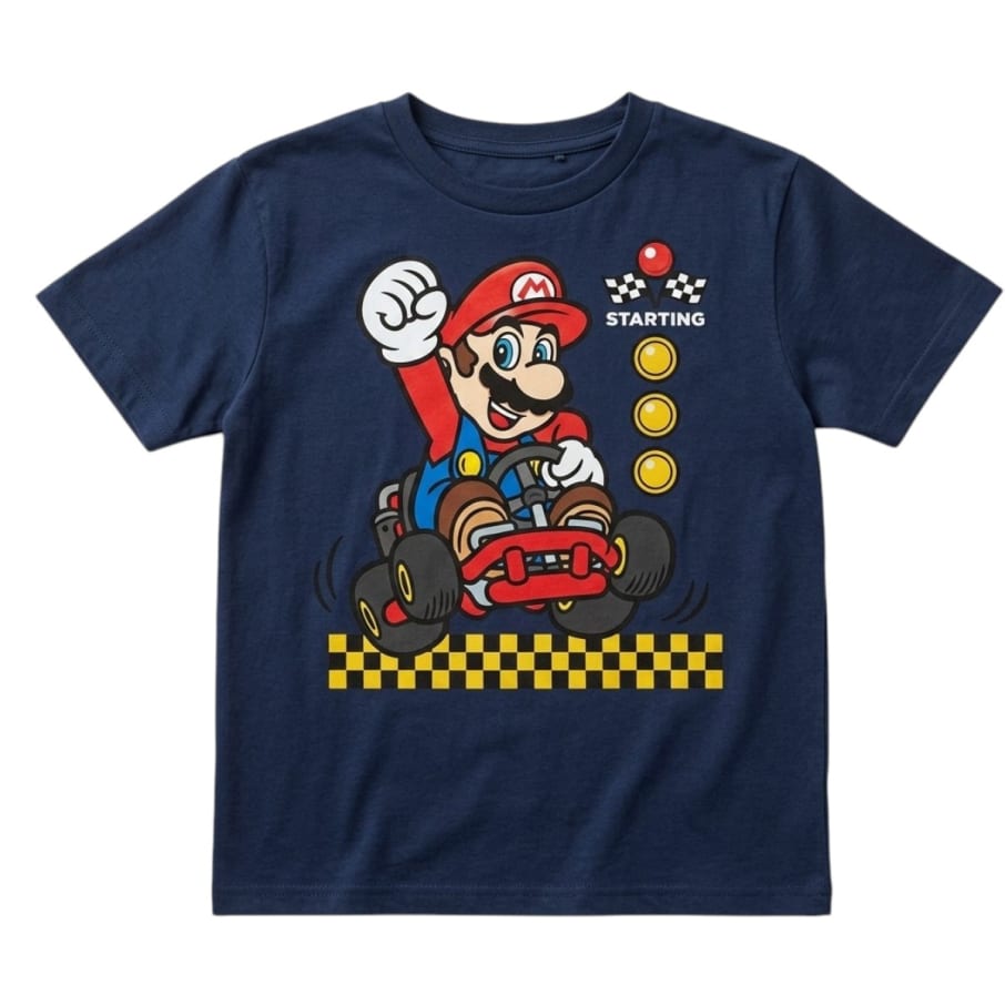  POLO MANGA CORTA NIÑO MARIO BROS AZUL OSCURO